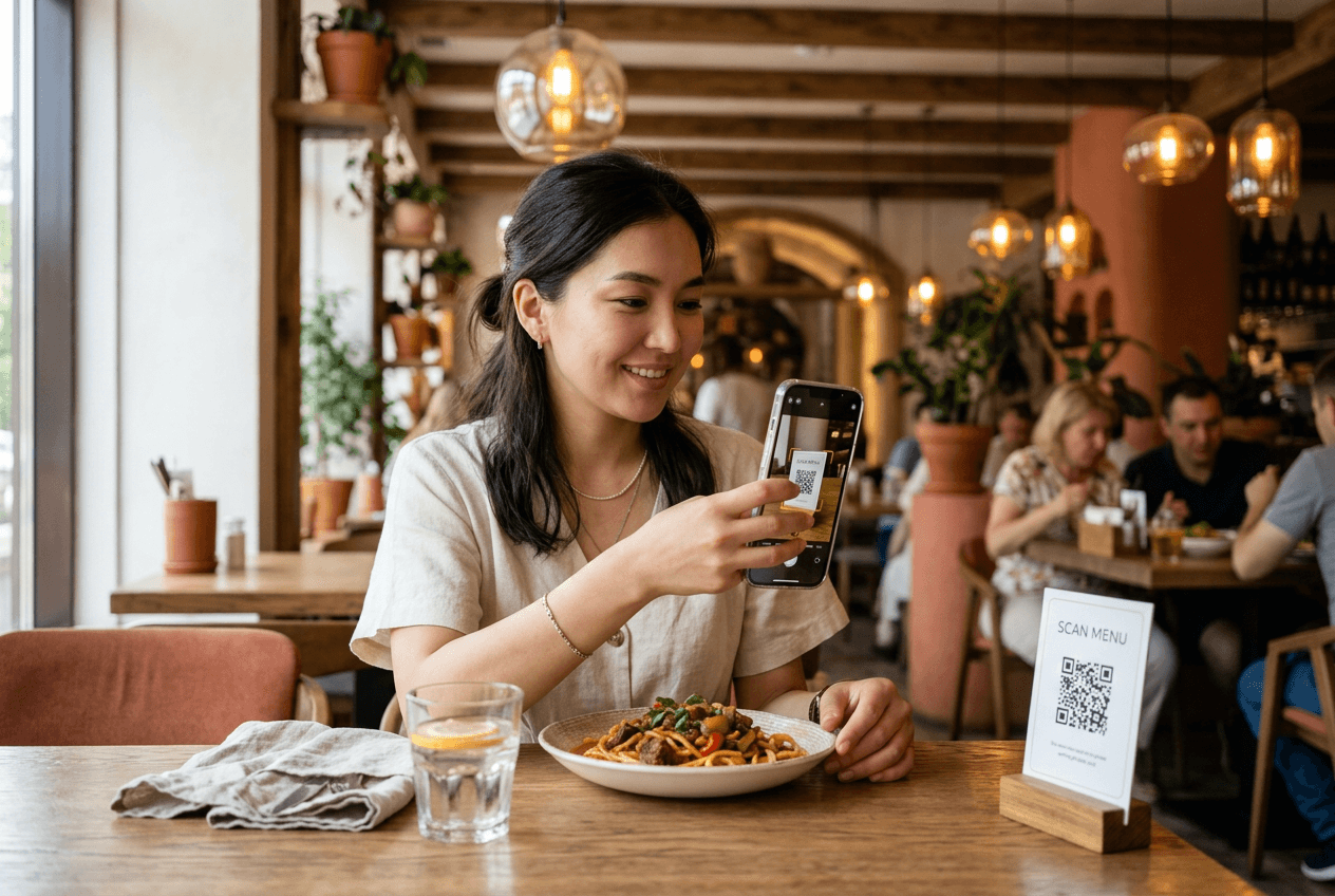 Guest scanning the QR printed on their receipt