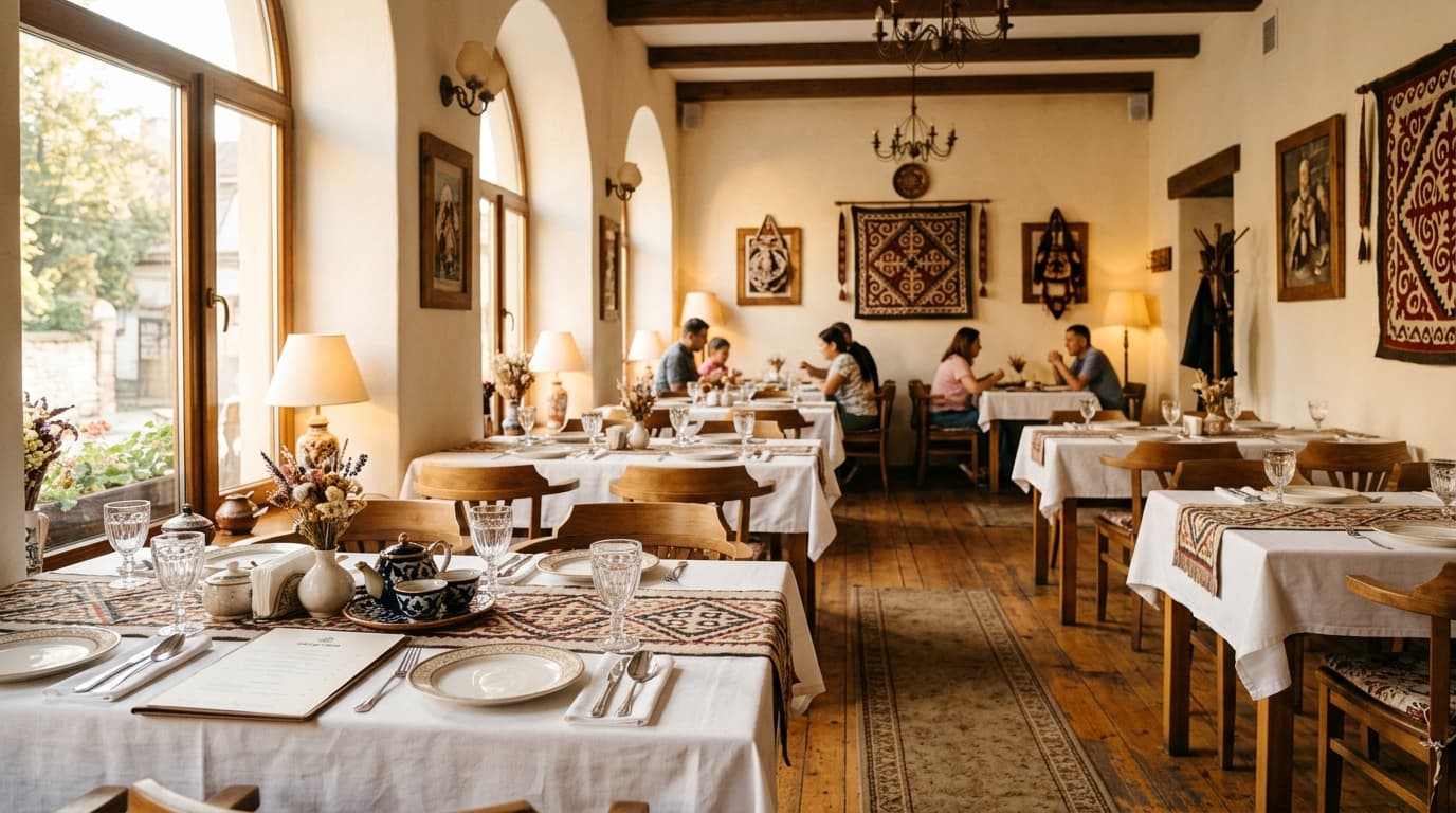 Warm restaurant interior